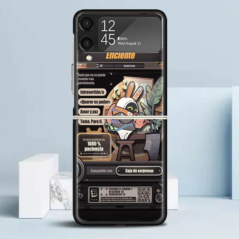 Zenless Zone Zero ZZZ Bangboo Black Cover for Samsung Galaxy Z Flip 7 6 5 4 3 5G Phone Case Flip7 Flip6 Flip5 Flip4 Flip3 Patter
