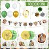 Mpanwen Safari Jungle Birthday Party Decorations, 125 Pcs Safari Zoo Animal Theme Party Supplies for Baby Boys - Backdrop, Cupcake Toppers, Palm