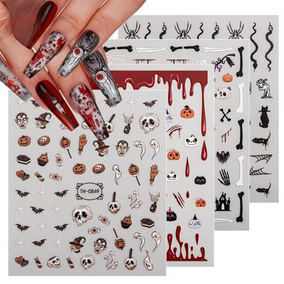 New Halloween Nail Art Stickers Fluorescent Skull Candy Pumpkin Cartoon Nail Stickers Ornaments