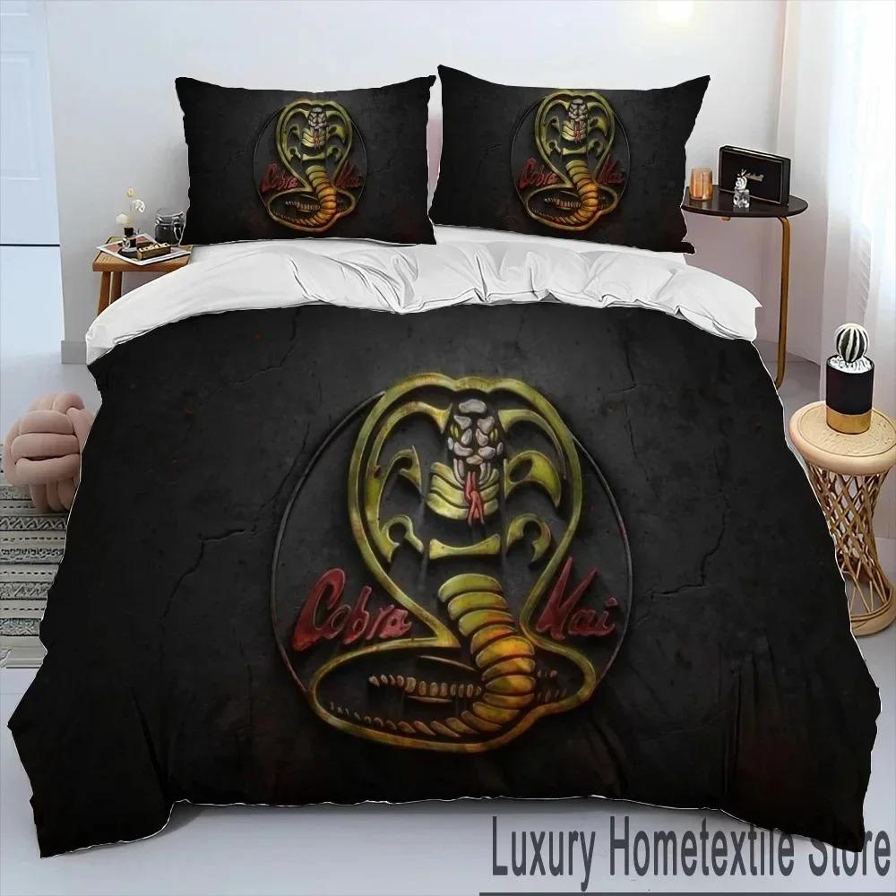 3D Cobra Kai Amanda TV Karate Bettdecken-Set, Bettbezug, Bettset, Steppdecke, Kissenbezug, King-Queen-Size-Bettwäsche-Set für Kinder