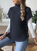 Women's Spring and Autumn New Vest European and American Women's Clothing High Neck Casual Pullover Sweater Vest Button Decorative Top