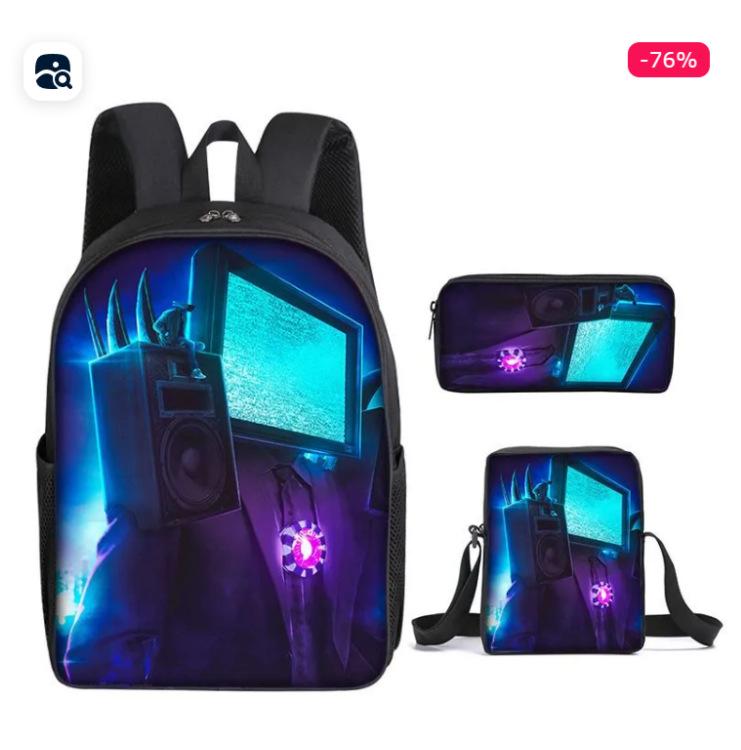 Skibidi toiletman schooltas titan monitorman rugzak schoudertas etui driekoppige set