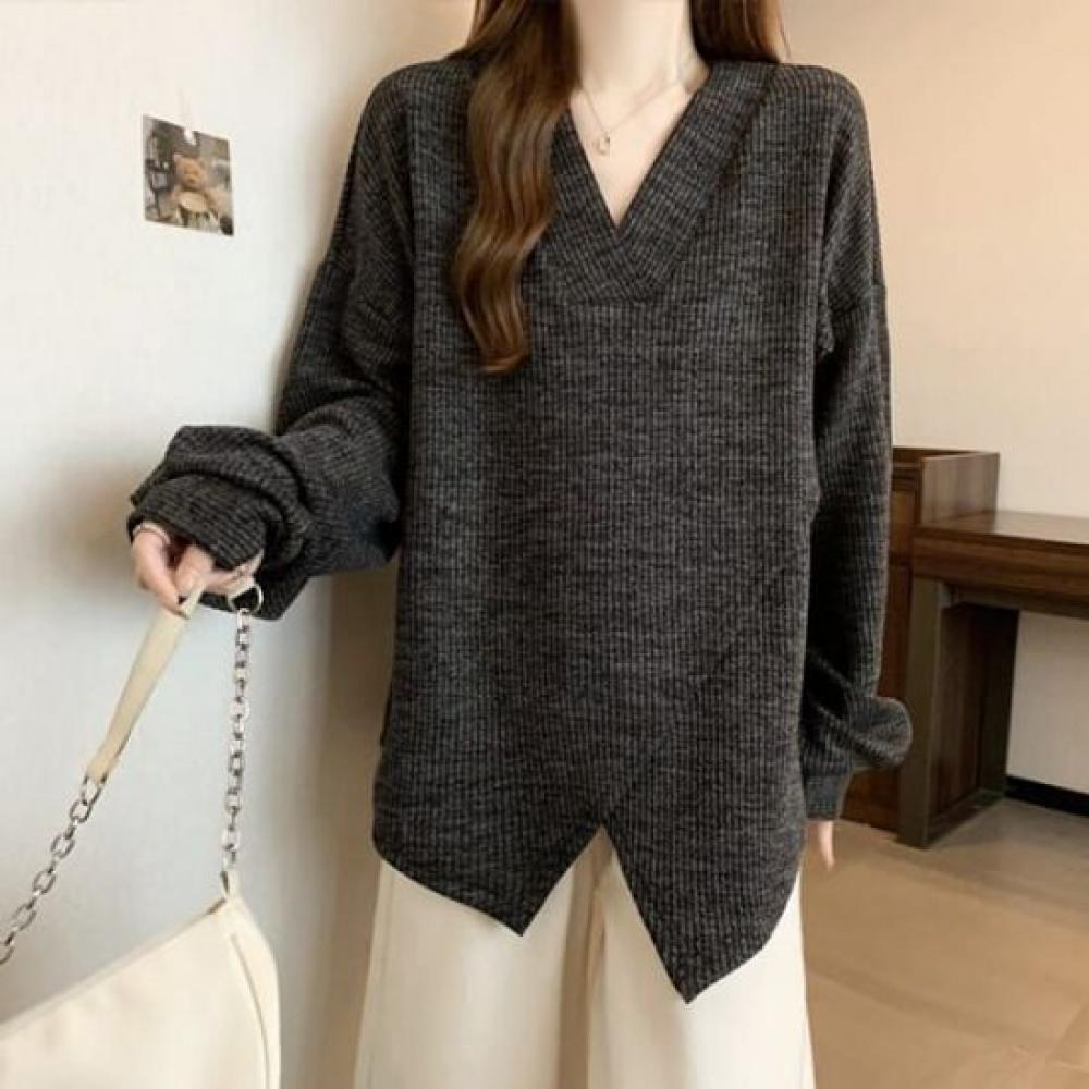 NaVaVa Women Loose Fit V Neck Long sleeVe Sweatshirt Nt2177