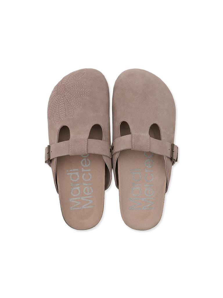 [mardimercredi] Classique T-Strap Suede Mule - Dusty Pink