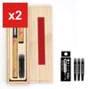 akashiya Natural Bamboo Brush Pen 'Cherry Blossom' In Paulownia Box (AK3200MK-25) + Cartridge Spare Ink 3-Pack (SKI-200), 2-Piece Set