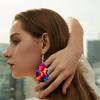 2 Pairs Boho Abstract Multicolored PU Leather Earrings Y2K Style Fashion Earrings Holiday Gifts for Friends Party Fashion Accessories Elegant Earrings