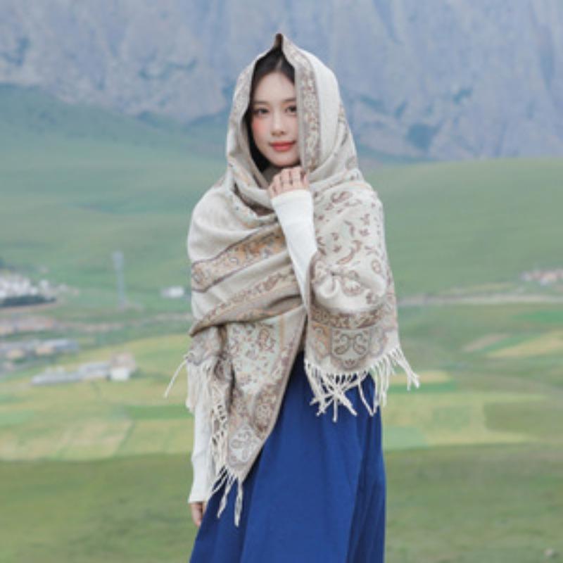 Vintage Ethnic Style Fashion Comfortable Breathable Large Scarf For Women Outdoor Travel