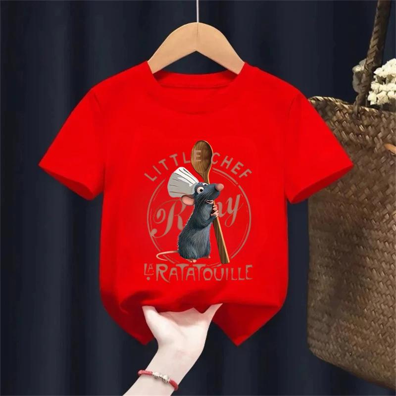 Disney Ratatouille Chef Remy and Little Chef Printed Children's Clothing Cotton Four Seasons Boys and Girls Casual Fashion Top