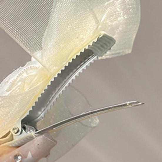 Haarnadel Weiches Netz Schmetterlinge Stickerei Schleife Dekoration Mädchen Haarnadel mit Imitationsperlen Sanfte Frisuren Seitenclips