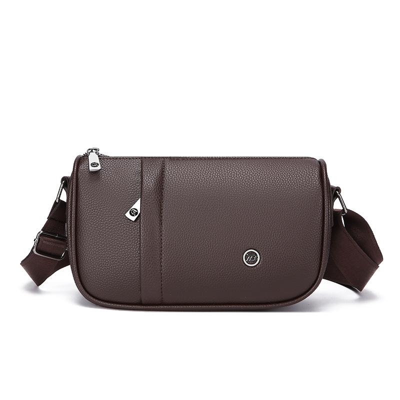 Японская мужская сумка кроссбоди из мягкой кожи однотонного цвета - Простая плечевая сумка для повседневного использования