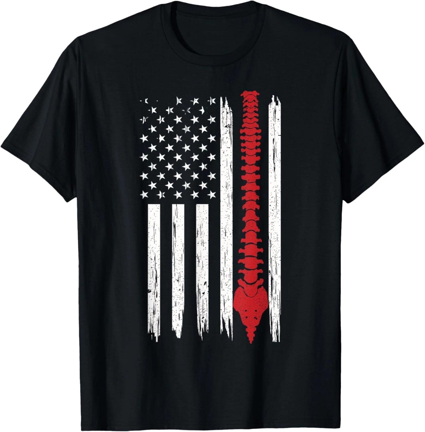 Patriotic Chiropractic Tee American Flag Spinal Cord Ideas Gift Unisex T-Shirt L