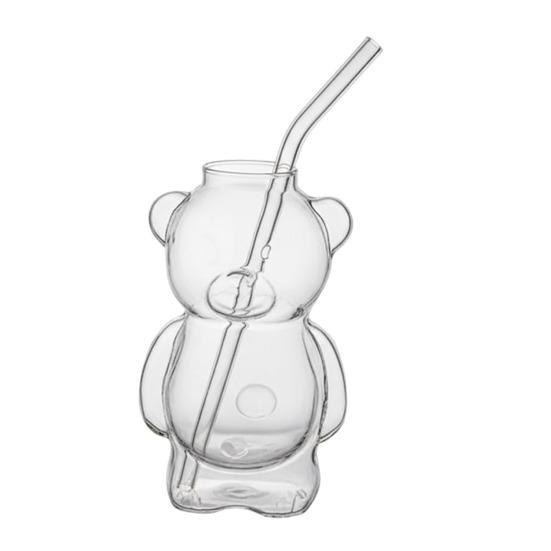 Bear Shaped Glass Cup 320ml Cute Teddy Bear Wine Glass Unique Champagne Tumbler Juice Drinking Glassware Birthday Gift