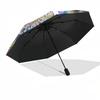 1pc Automatic Folding Umbrella with Peacock Design - Portable 3-Fold Design, 8-Bone Iron Frame Outdoor Umbrella for Festivals, Travelers, Daily Use, G
