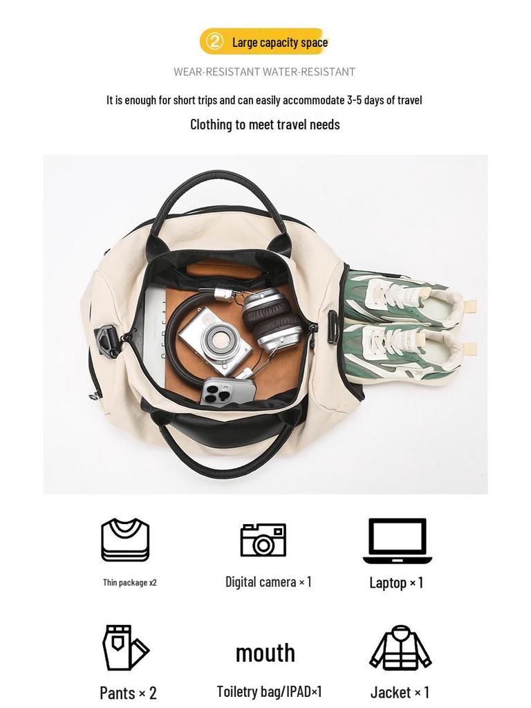 Women's Large Capacity Short Trip Handbag: Dry/Wet Separation, Lightweight for Gym/Business, Single Shoulder Luggage Bag