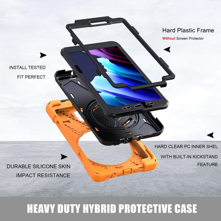 For Samsung Galaxy Tab Active 3 T570 / T575 8.0 Shockproof Colorful Silicone + PC Protective Case with Holder & Shoulder Strap & Hand Strap
