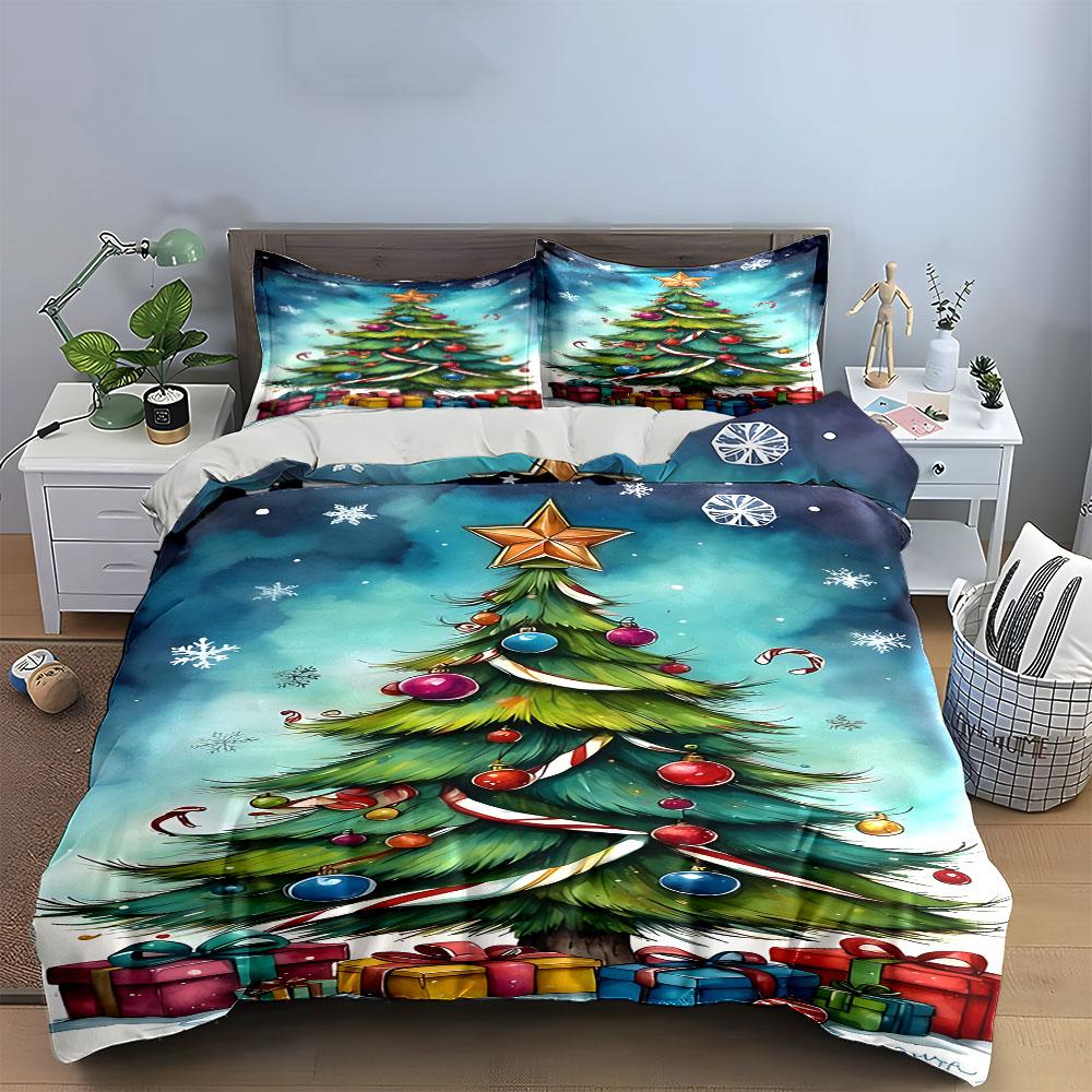 Christmas Tree with Gifts Bedding Duvet Cover Set Duvet Cover Pillowcases  (1*Duvet Cover 2*Pillowcases, without duvet insert)