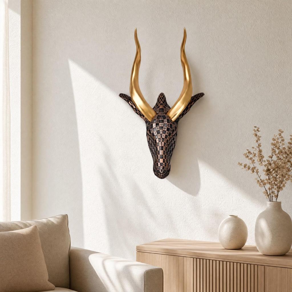 Resin Animal Head Wall Sculpture Modern for Office, Diverse Interiors