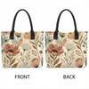  Boho Floral Canvas Tote Bag Casual Large Capacity Daily Shoulder Handbag