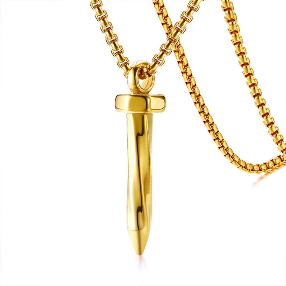 Stainless Steel Nail-shaped Titanium Steel Necklace, Korean Version of Fashion Hipster Men s and Women s Versatile Pendant