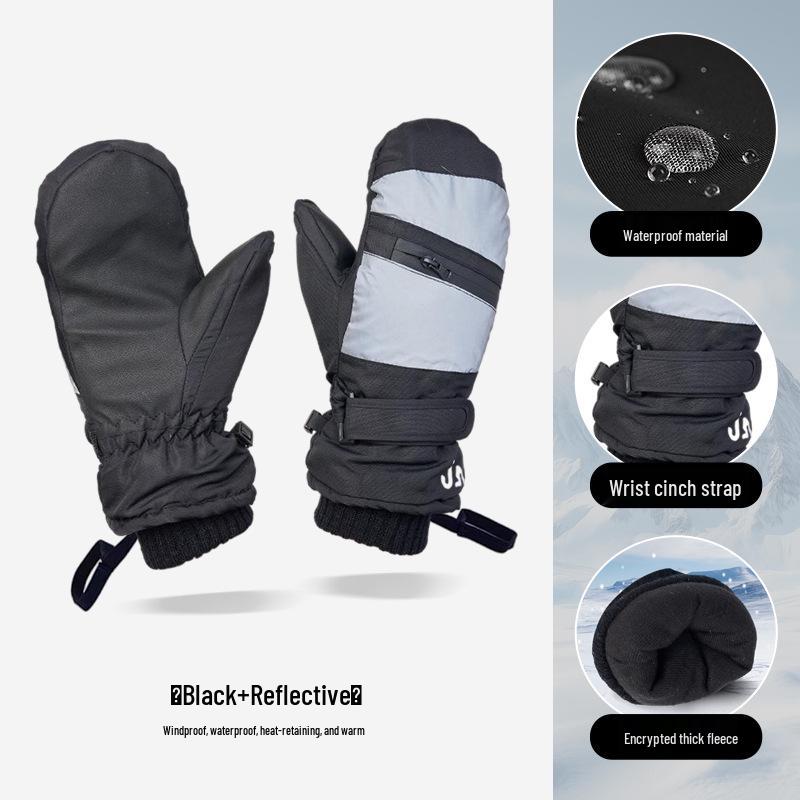 Unisex zimní lyžařské rukavice: Silný samet, voděodolný, větruodolný, dotykový displej, protiskluzový pro venkovní cyklistiku