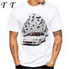 Civic EG Hatch White with Graffiti Background Classic T-Shirt New Summer Men Short Sleeve Boy Casual White Tees Sport Tops