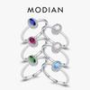 Real 925 Sterling Silver Classic Elegant Oval Rainbow Colorful Zirconia Ring For Women Wedding Engagement Fine Jewelry