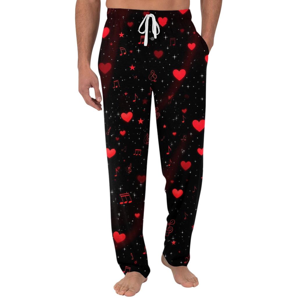 Men's Casual Pajama Pants with Pockets Valentine's Day Design