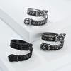 OAHLAN Fashion Jewelry Vintage Viking Rune Double Headed Snake Stainless Steel Ring for Men Gifts