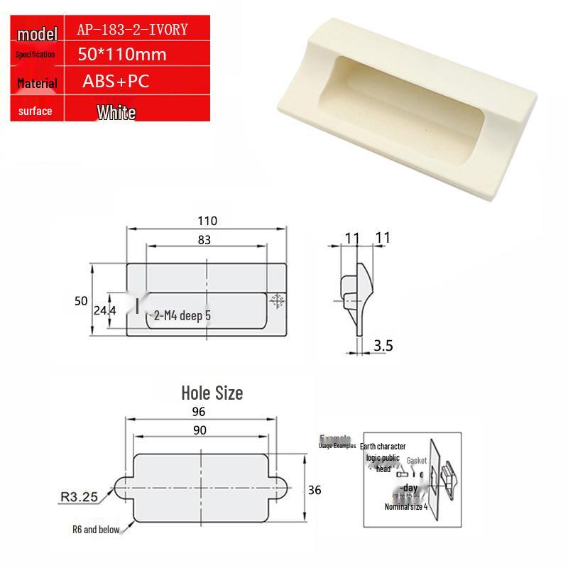 Black/Ivory Plastic Concealed Handle - Hidden/Recessed Pull Handle (AP-183 Series)