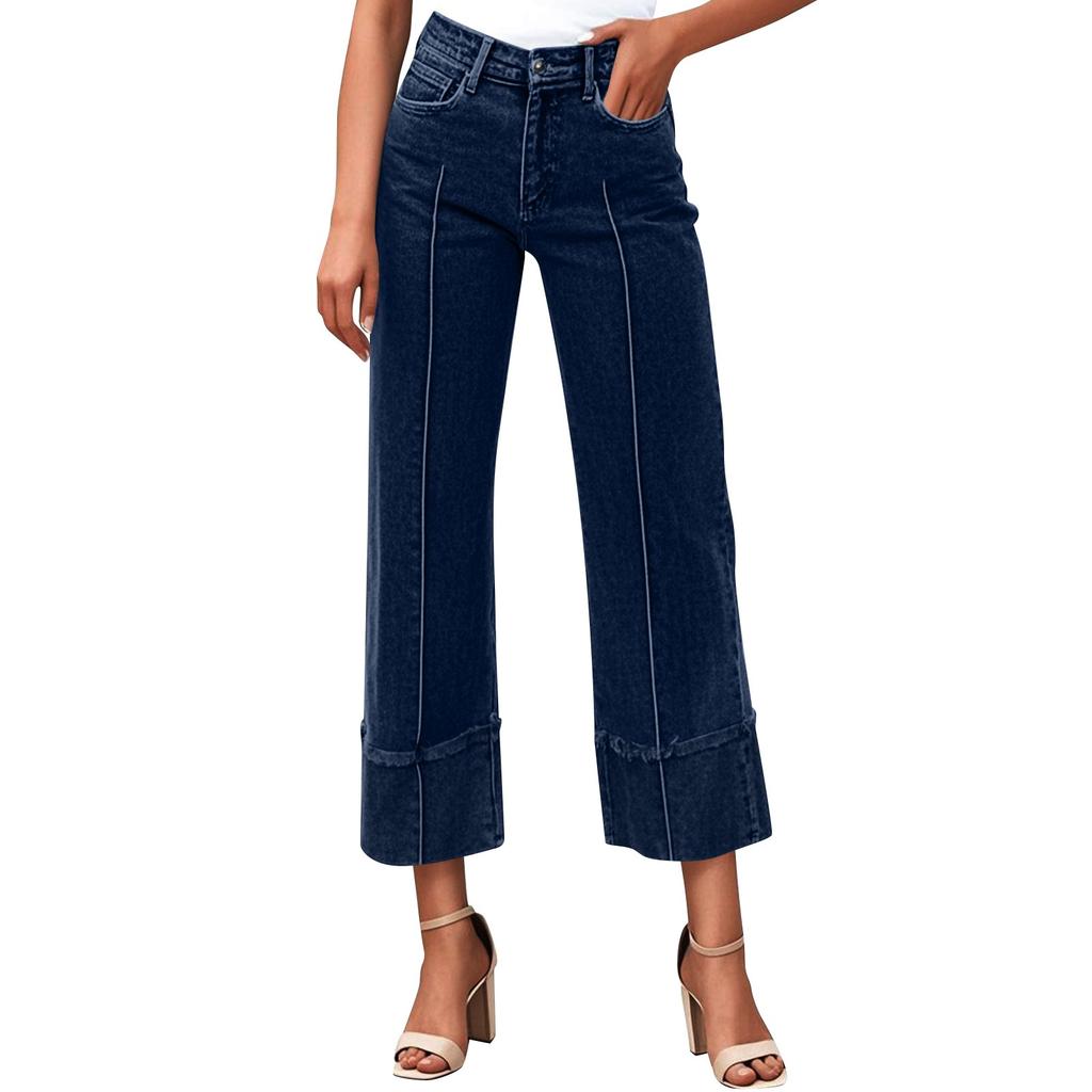 Women's European And American Style Fashionable And Versatile High Waist Wide Leg Jeans