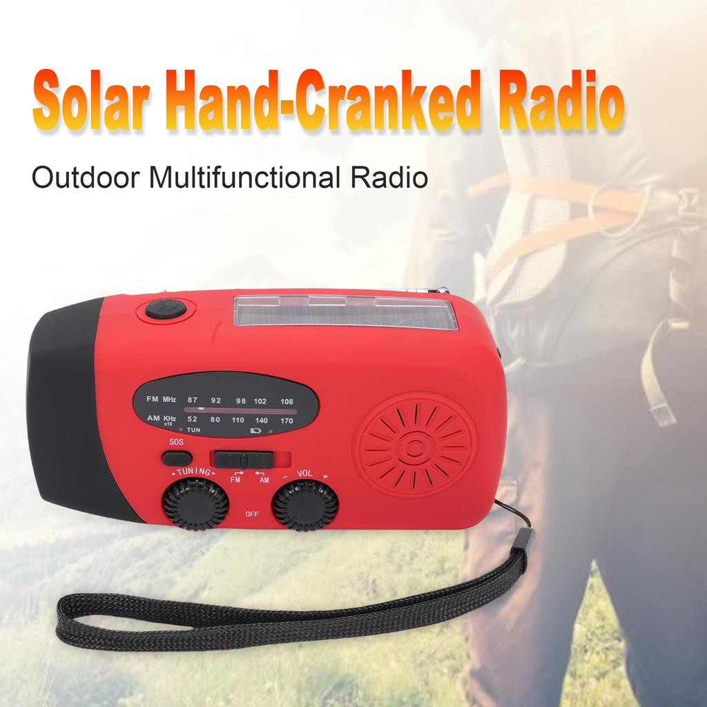 Solar-Notfallradio mit Handkurbel und Typ-C-Aufladung, AM FM Tragbares Radio, 5000mAh Wiederaufladbarer Akku, SOS