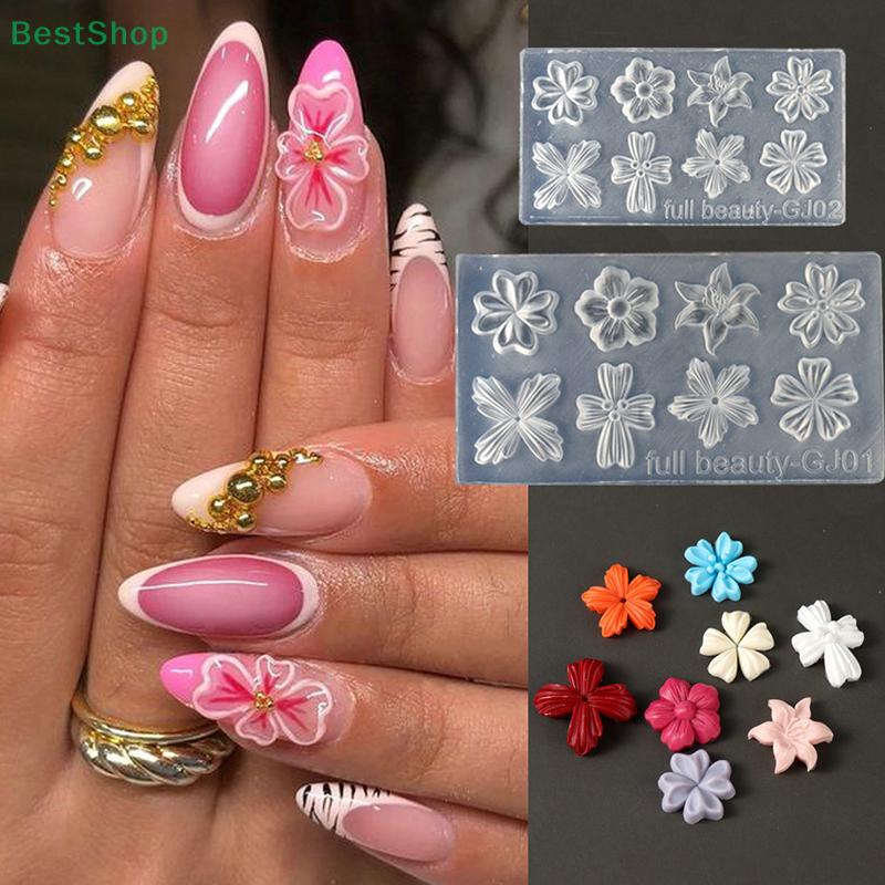 Stereoscopic Spring Flower Petals Silicone Nail Mold 3D Lily Cherry Blossom Manicure Template DIY Nail Tool