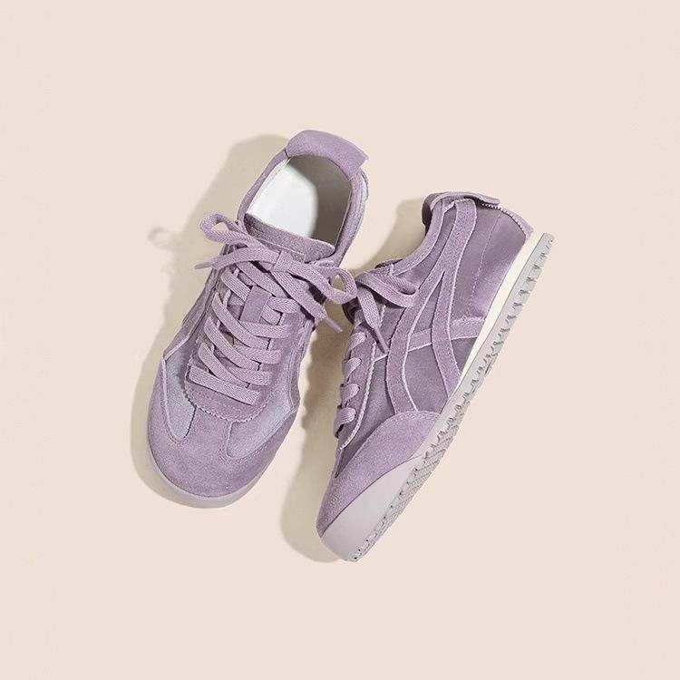 Soft leather retro German training shoes women's 2025 spring new thick-soled color matching lace-up versatile casual shoes sports Forrest Gump shoes