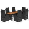 Vidaxl 7-Cz. Garden Furniture Set With Cushions, Black, Poly Rattan