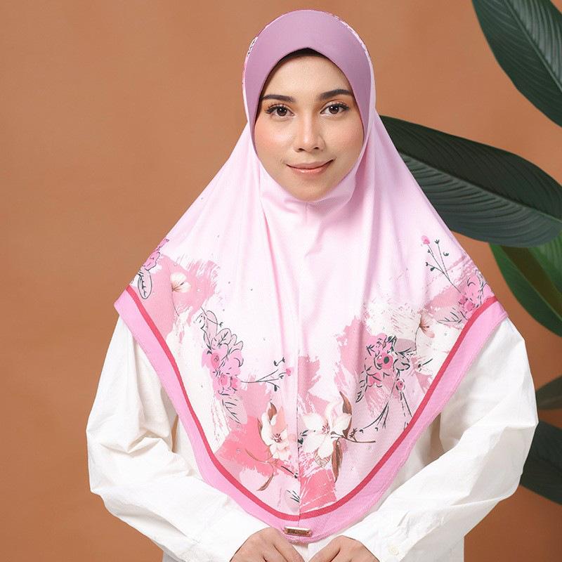 Women's Hijab Chiffon Printed Islamic Cap Instant Breathable Muslim Head Wraps