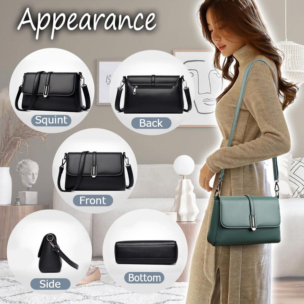 LASTOS Women's Shoulder Bag, Small, Crossbody Pochette, Lightweight Mini Bag, PU Leather (Black)