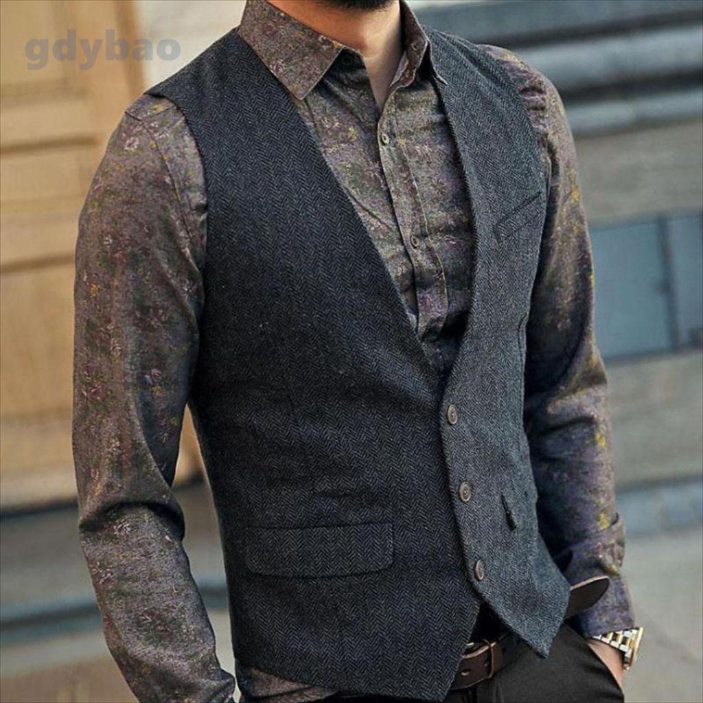 Pánská ležérní vesta se vzorem rybí kosti na rok 2024 - Nový britský styl