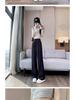 Women's 2026 High-End Grey Wide-Leg Pants - Spring/Summer Straight-Leg Design