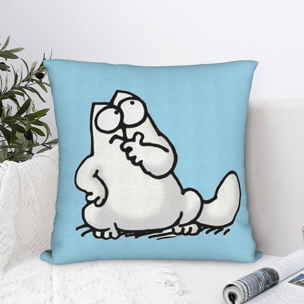 SSimon Cat Square Pillow Cases Cartoon Cushion Covers Novelty Zippered Decor Pillowcase for Car xcm