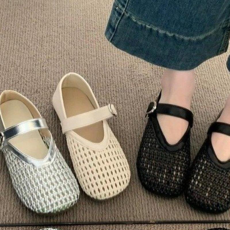 Single Shoes, Women's Shoes, New Style, Flat Sole, Soft Bottom, Breathable, Perforated, Sandals
