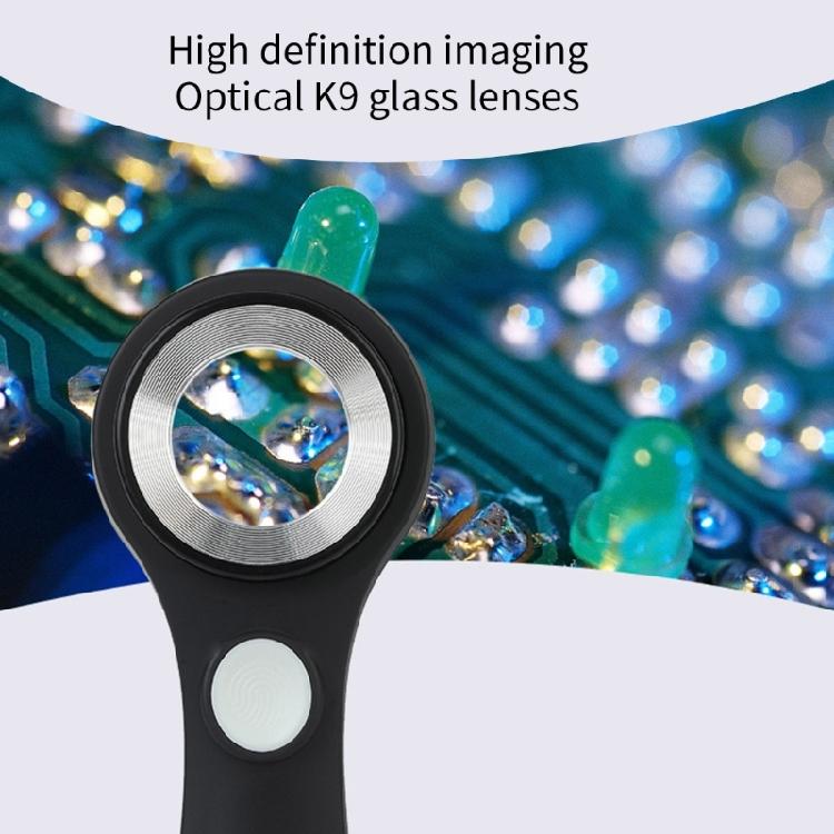 60X Handheld Magnifying Glass Adjustable Bright LED Light Rechargeable Magnifier