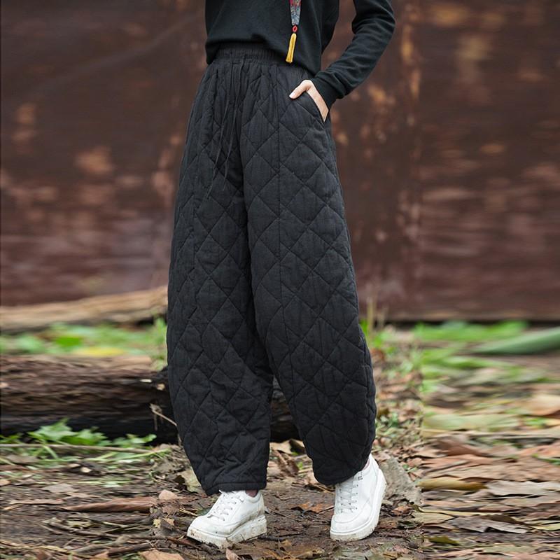 2026 Winter Womens Quilted Cotton Wide-Leg