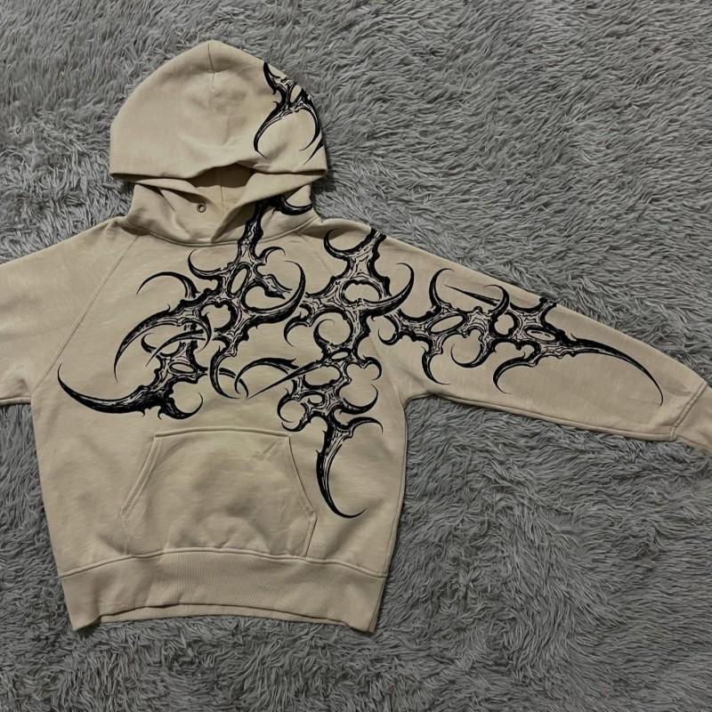 Mens Vintage Washed Graphic Hoodie Loose Fit Streetwear Pullover Casual Sweatshirt