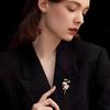 Elegant Jasmine Flower Brooches For Women  Plant Pearl Brooch Vintage Clothing Decoration Party Gifts Jewelry Accessories