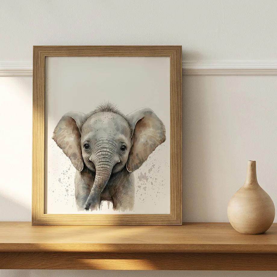 Giraffe Lion Elephant Animal Canvas Print Nursery Animal Nordic Wall Art Poster Picture Baby Children Room Christmas Home Decor
