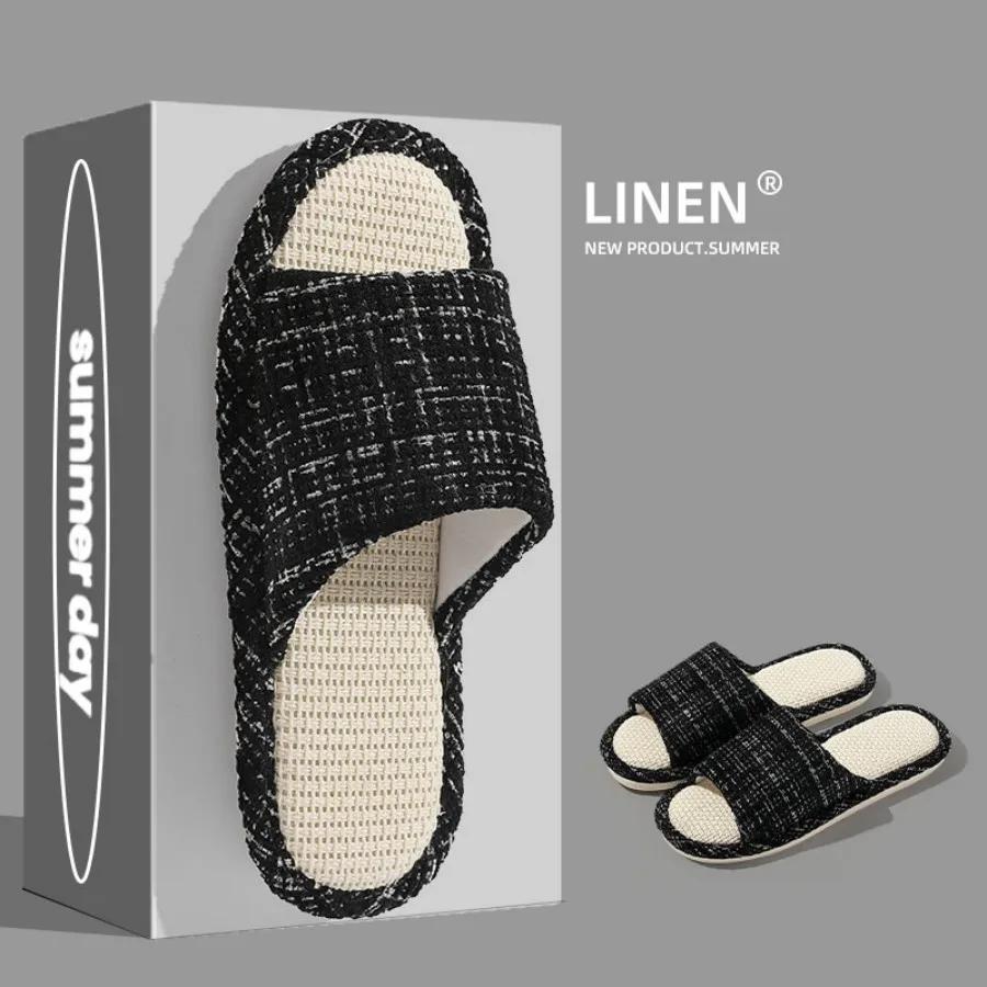 Fashion 20254 New Women's Fashion Home Linen Couple Slippers Breathable Home Shoes Moisture Absorbing Anti slip Cotton Linen Slippers