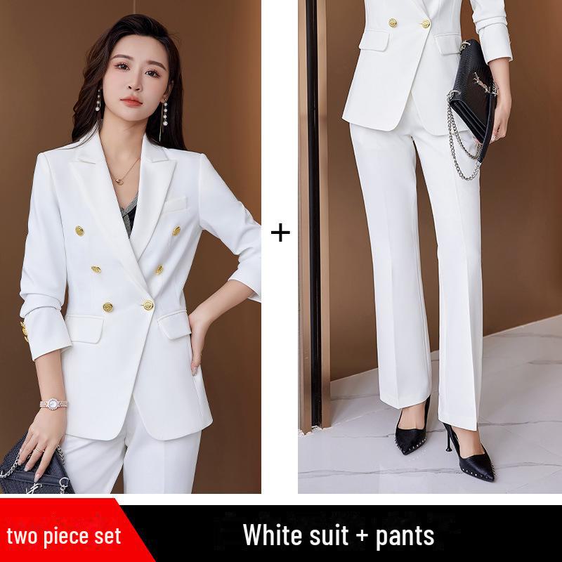 Υψηλής Ποιότητας Λευκό Σακάκι Κοστούμι Γυναικείο Επαγγελματικό Ένδυμα - Κομψό Στυλ Θεάς