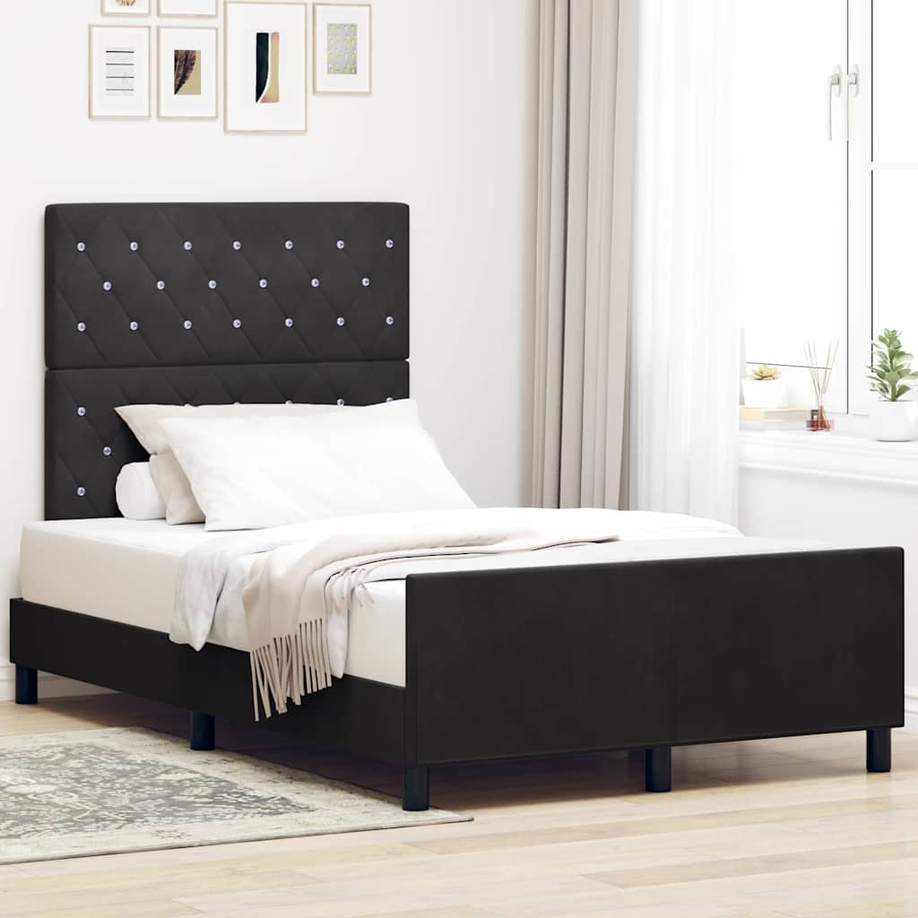 Box Spring Bed with Headboard Black 120 X 200 Cm Velvet