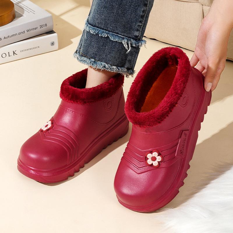 

Водонепроницаемые зимние ботинки с высоким голенищем, с утолщенной теплоизоляцией и нескользящей подошвой 41 красный