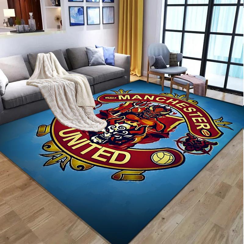 Manchester Football Pattern Rug, Indoor/Outdoor Mat, for Picnic, Gameroom, Bedroom, Office, Living Room, Home Decor Carpet, Birthday Gift